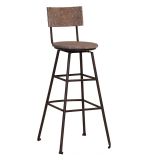 Canteen Aged Industrial Wooden Swivel Bar Stool